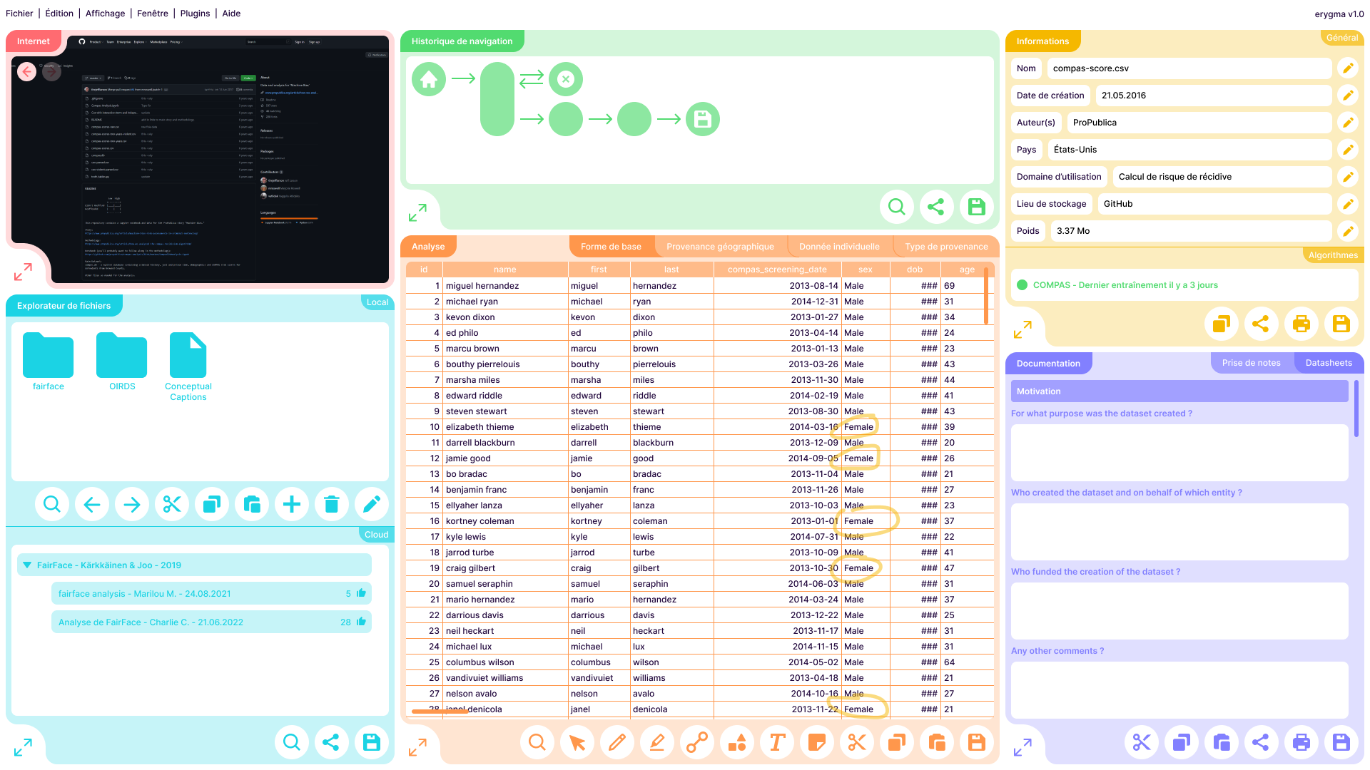 Capture d'écran de l'interface du logiciel.
